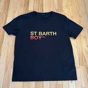 Black T-Shirt with St Barth Boy Graphic Ron Dorff